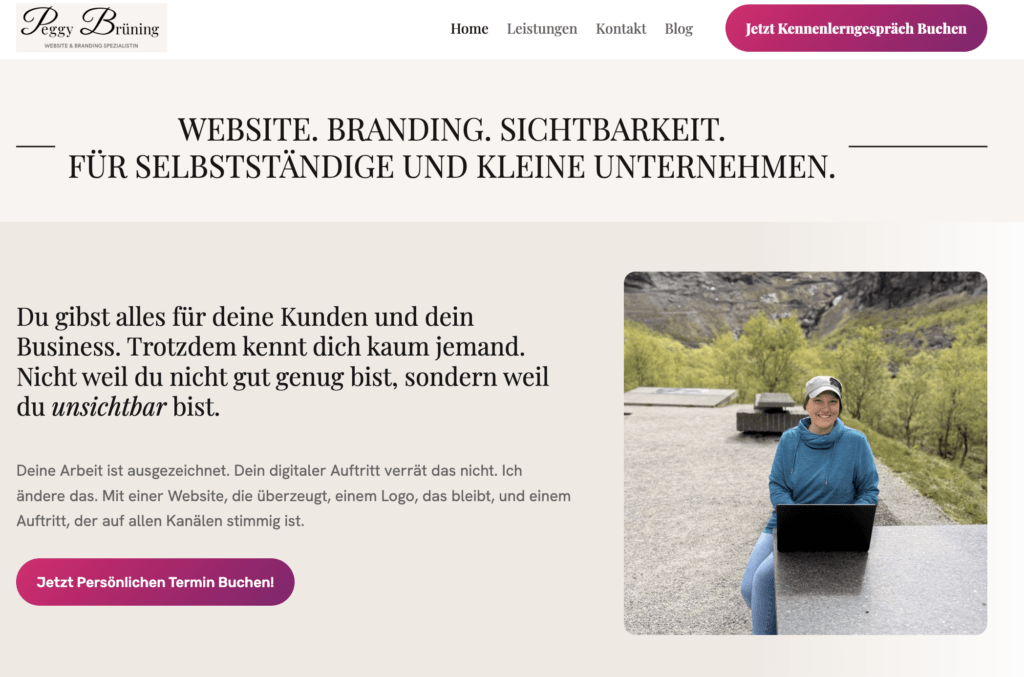 Screenshot Selbstständige Website Peggy